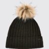 femmes Dubarry bonnet tricoté courlis avec pompon 80BL423 accessoires olive