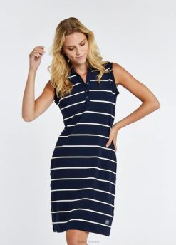 femmes Dubarry robe polo rayée wilford 80BL143 vêtements marine