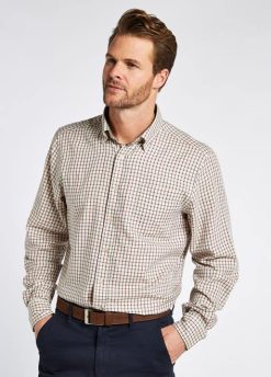 Hommes Dubarry chemise à carreaux connell tattersall 80BL1015 vêtements caillou sombre