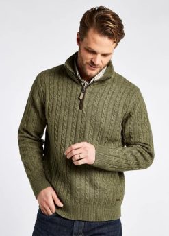 Hommes Dubarry pull col zippé cronin 80BL1088 vêtements vert sombre